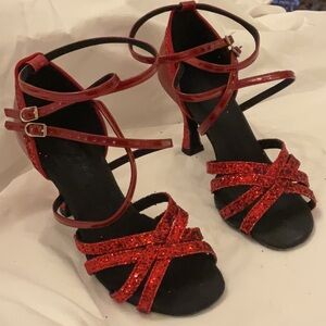 Dance shoes, Red Sparkle